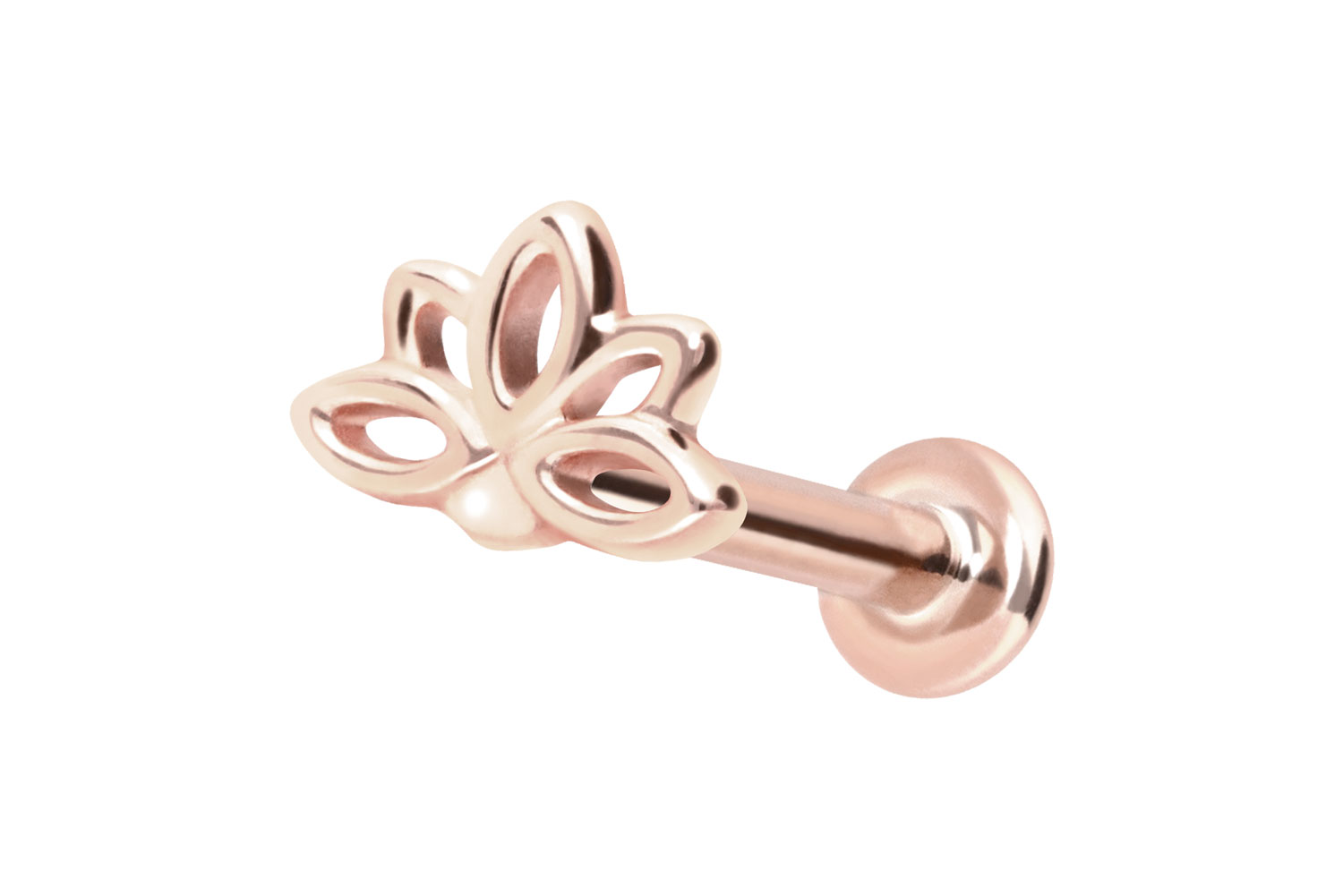 14 Karat Gold Labret Piercing mit Push Fit LOTUSBLÜTE